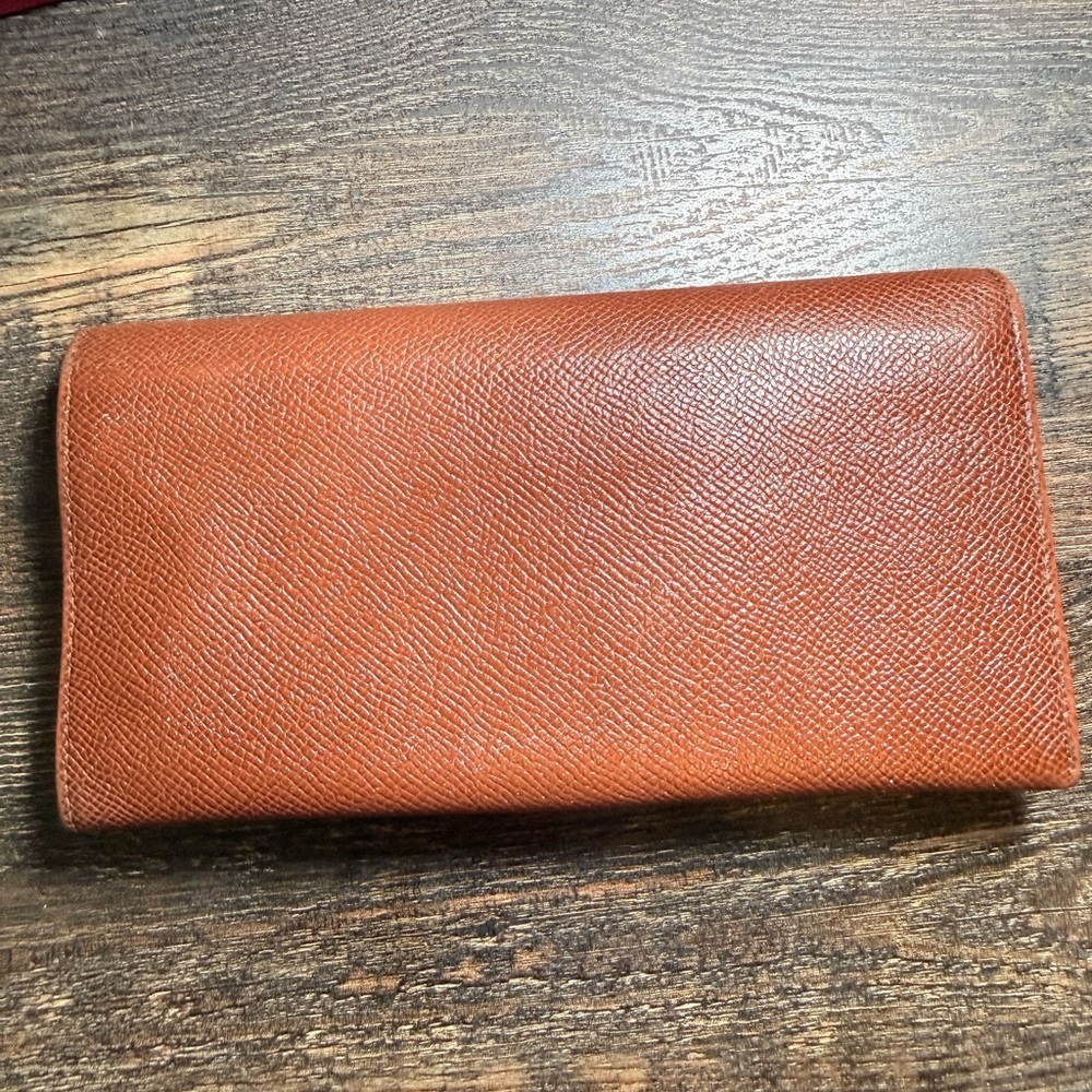BVLGARI Leather Long Wallet with Silver-Tone Ring Closure - Brown - Picture 3 of 12